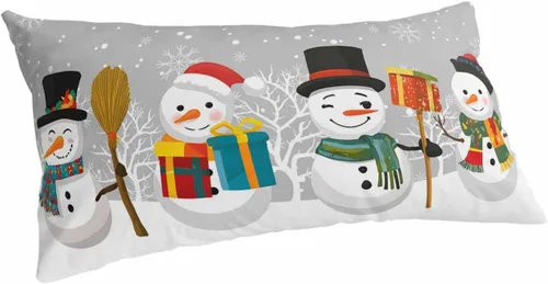Vista 15 de Fundas de almohada de tamaño estándar de muñeco de nieve negro, paquete de 2 fundas de almohada suaves decorativas para sofá de cuerpo largo