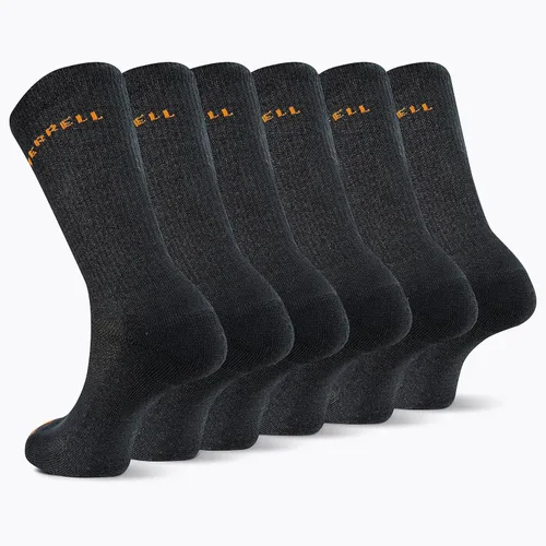 Vista 2 de Merrell Men's and Women's Recycled Cushioned Crew Socks-6 & 12 Pairs-Hiking Arch Support negro (6 pares)