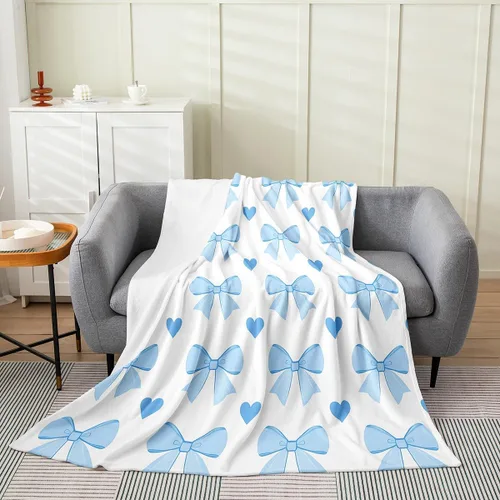 Vista 22 de Erosebridal Manta de franela con nudo de lazo para niñas, 40 x 50 pulgadas, diseño de rayas de diamante, para sofá cama y cama de vellón para niños