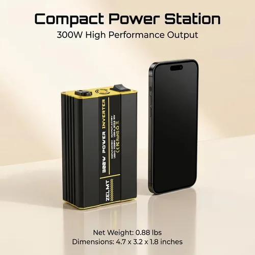 Vista 7 de Inversor de corriente para automóvil de 300 W, adaptador de enchufe de automóvil de 12 V CC a 110 V CA, 30 W USB-C y 18 W USB-A de carga rápida