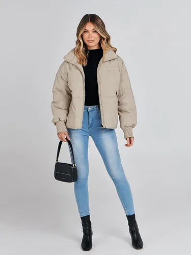 Vista 5 de Chaqueta MEROKEETY acolchada de invierno, con cremallera y bolsillos para mujer, abrigo corto y holgado