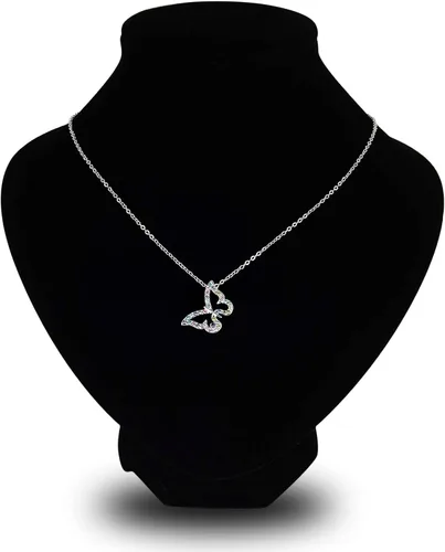 Vista 5 de Kiokioa Collar de mariposa con dije de cristal multicolor para niñas y mujeres
