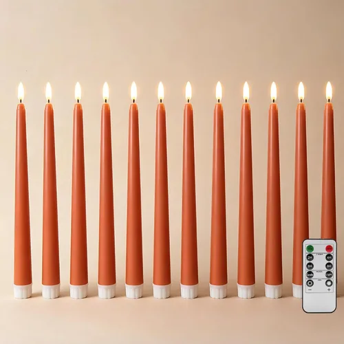 Vista 31 de Velas cónicas sin llama negras con control remoto, velas LED parpadeantes que funcionan con pilas, juego de 6 Nuevo Negro