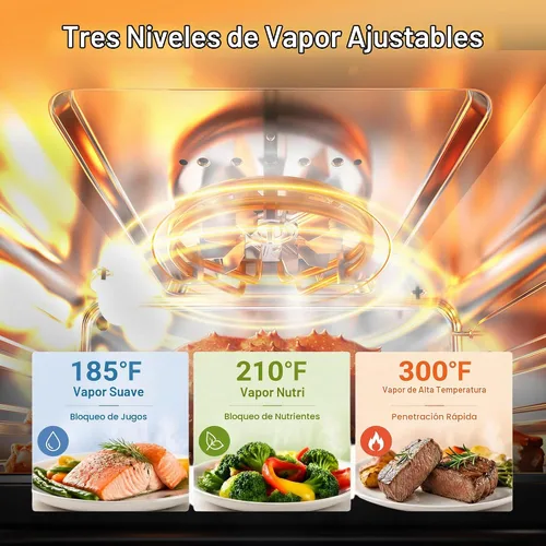 Vista 6 de ROBAM Horno de vapor de convección de encimera 23QT, combo de horno Blanco