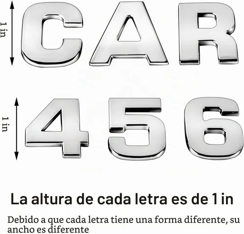 Vista 2 de Lamoutor 43 calcomanías de letras para emblema de automóvil, calcomanía de símbolo de números cromados 3D A-Plata