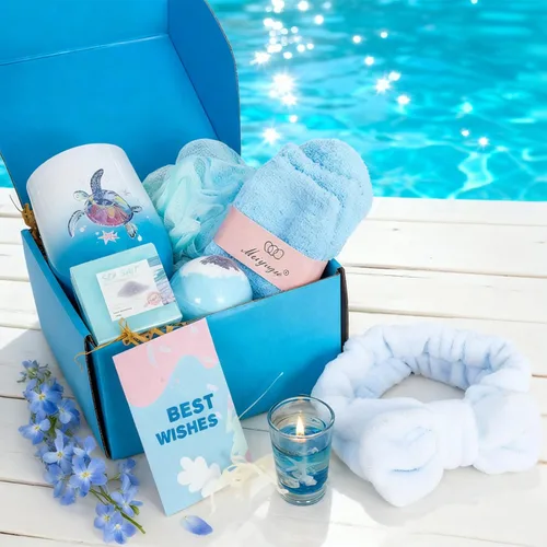 Vista 8 de Regalos Temáticos del Océano para Mujeres, Paquete de Cuidado Personal Regalos de Spa de Playa para Mujeres, Regalo de Spa Relajante Inspirador
