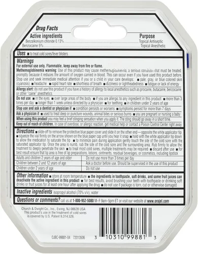Vista 3 de Tratamiento para fuegos bucales, dosis única. De Orajel, 1, 1