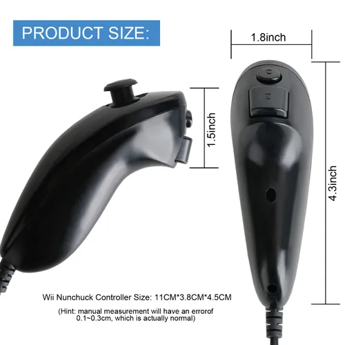 Vista 4 de Nunchuck Controller, 2 Pack Nunchuck Controller Replacement for wii Nunchuck Controller Joystick Gamepad, Compatible with Nintendo Wii & Wii U