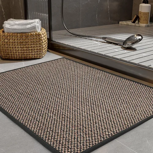 Vista 7 de PADOOR Alfombra de baño antideslizante con parte trasera de goma, trenzada absorbente, lavable a máquina, fina alfombra para suelo de baño, de Beige