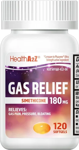 Vista 6 de HealthA2Z® Simeticona para alivio de gases de 180 mg Alivia las molestias estomacales y los gases Antiflatulencia Alivia el gas rápido