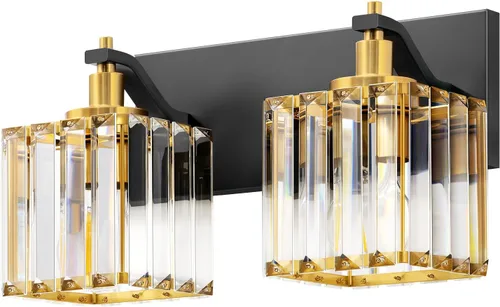 Vista 9 de EDISHINE Lámparas de baño, accesorios de iluminación de tocador de baño de cristal sobre el espejo, 2 luces de tocador para baño, tocador, base E26