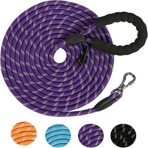 Vista 14 de Correa larga para perros para entrenamiento de 16 pies/20 pies/30 pies/50 pies/100 pies, correa reflectante con gancho bloqueable, cuerda resistente