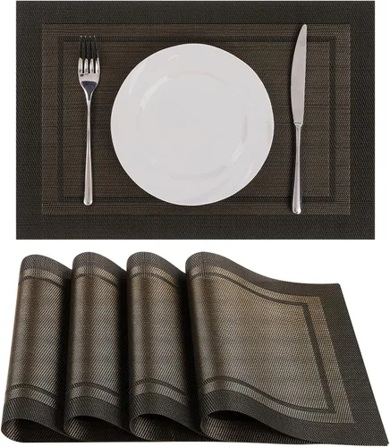 Vista 29 de SHACOS - Caminos de mesa de vinilo tejido, lavables, para uso en interiores o exteriores, fáciles de limpiar