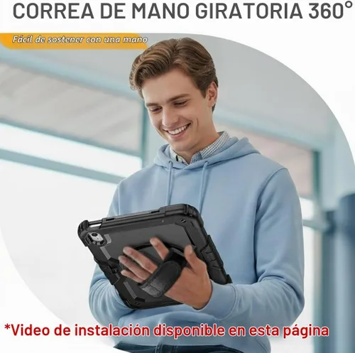 Vista 3 de HXCASEAC - Funda para iPad A16 de 11ª/10ª generación, protección resistente, con protector de pantalla, soporte para lápiz, soporte giratorio