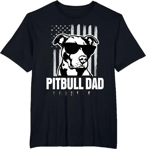 Vista 27 de Pitbull Dad - Camiseta para hombre con orgullo American Pit Bull Dog, Negro, S