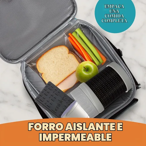 Vista 3 de Bentology Bolsa de almuerzo aislada para niños y tarro de comida de 13 Negro