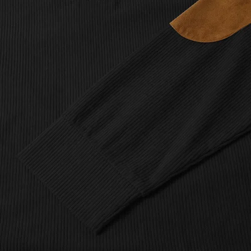 Vista 4 de HABEN Sudadera tipo polo de pana para hombre, estilo casual, estilo Henley, térmica, manga larga, cuello alto, ajustado, chaqueta táctica