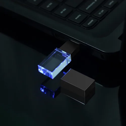Vista 3 de 16GB USB 2.0 Flash Drive Novedad Cristal Luz LED Transparente Rectángulo Forma Pen Drive Pulgar Drive Memory Stick Memoria USB Pendrive Regalo
