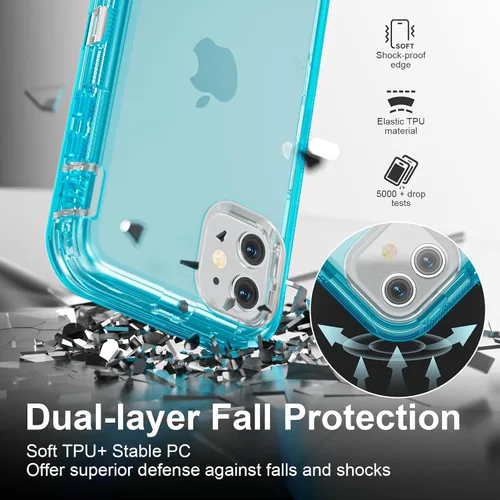 Vista 5 de Follaroma Funda para iPhone 11, Protección Resistente a Prueba de Golpes para Fundas de Teléfono, Anticaídas, Cubierta Protectora Transparente