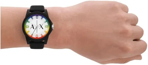 Vista 5 de Armani Exchange - Reloj de vestir con cronógrafo para hombre, con correa de cuero, acero o silicona