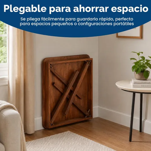 Vista 4 de Stakmore - Mesa plegable clásica de madera con borde recto, 32 pulgadas Cereza