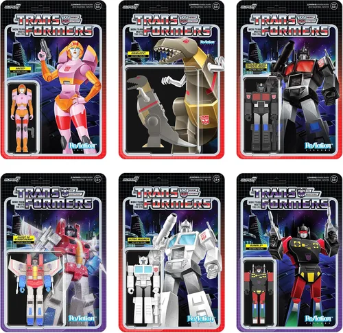 Vista 5 de Super7 Transformers Arcee (rosa y naranja) - Figura de acción de Transformers de 3.75 pulgadas con accesorio, coleccionables clásicos de dibujos
