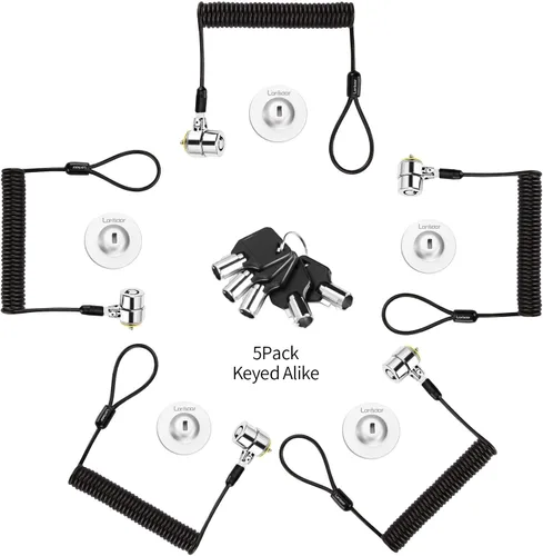 Vista 7 de Cerradura retráctil de seguridad de 8 pies con 3 teclas para laptop, portátil, para monitores, laptops, MacBooks, tabletas, iPad, Mac mini