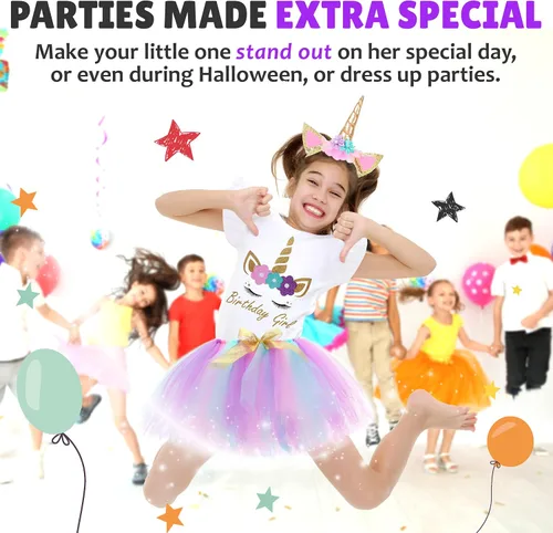 Vista 8 de Unicorn Birthday Outfit for Girl Unicorn Tutu Dress Birthday Girl Shirt with Headband