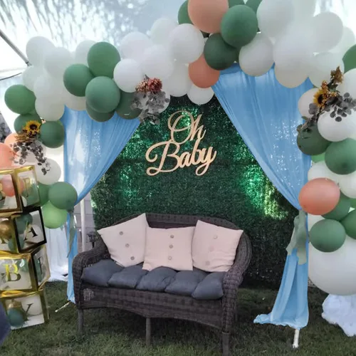 Vista 5 de Cortinas de fondo azul bebé de 10 x 9 pies sin arrugas para fiestas, cortinas de tela gruesa para fotos, para bodas, cumpleaños, baby shower