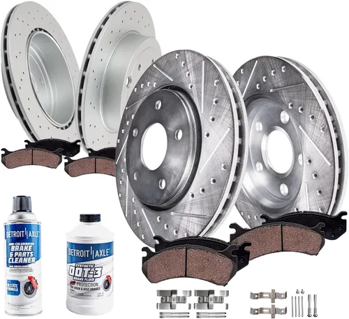 Vista 33 de Detroit Axle - Kit de freno trasero para Chevy Silverado 1500 Avalanche GMC Sierra 1500 2007-2014, Suburban Yukon XL 1500 Tahoe Escalade EXT ESV