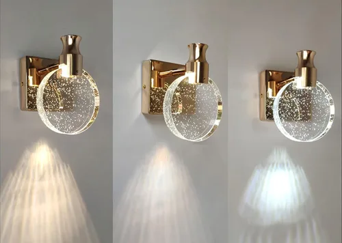 Vista 5 de Aomesinc Aplique de pared LED de cristal estilo nórdico, luces creativas simples para sala de estar, dormitorio, mesita de noche, tocador, baño