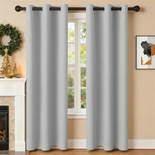 Vista 13 de Cortinas de oscurecimiento de habitación de 45 pulgadas de largo para dormitorio y sala de estar, cortinas térmicas aislantes con ojales