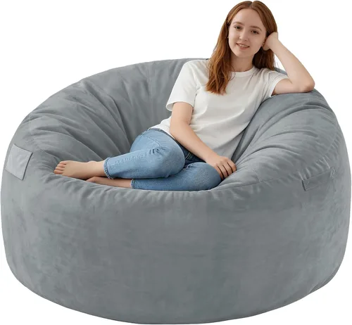 Vista 21 de Silla de Puf de 2 pies, Sillas de Puf Cómodas con Relleno de Espuma Viscoelástica, Sofá de Puf Esponjoso con Cubierta de Terciopelo Holandés, Sillas
