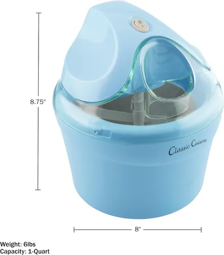 Vista 2 de Máquina para hacer helados – Máquina de helados de 1 cuarto de galón para hacer sorbete, helado, helado y yogur congelado – Electrodomésticos de Azul