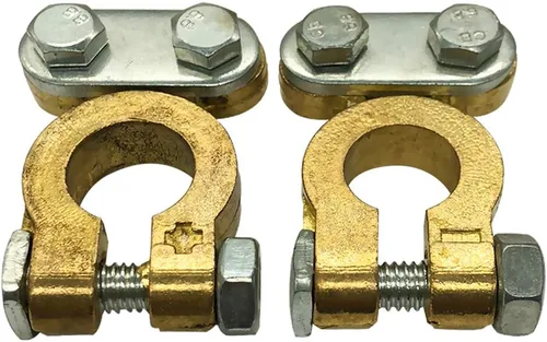 Vista 7 de Ampper - Abrazaderas conectoras de latón para terminales de batería, juego de terminales de poste superior para vehículos marinos, autos, barcos