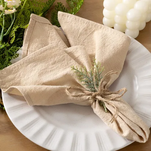 Vista 15 de Servilletas de tela de otoño, lavables, reutilizables, de lino, boda, fiesta, hogar, decoración de mesa Beige Set of 4 Bulk Cotton Napkins 17"x17