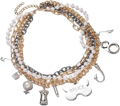 Vista 2 de Hanreshe - Gargantilla de perlas con clip de papel, chapado en cobre y plata, colgante de corazón, cadena de abalorios, joyería de moda para mujer