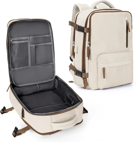 Vista 22 de WONHOX - Mochila grande de viaje, equipaje de mano aprobado para vuelos, mochila para portátil de trabajo y negocios para mujeres y hombres