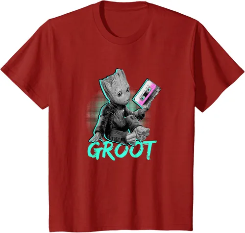 Vista 6 de Camiseta infantil Marvel Guardians of the Galaxy Vol. 2 Baby Groot Mix Tape, Negro