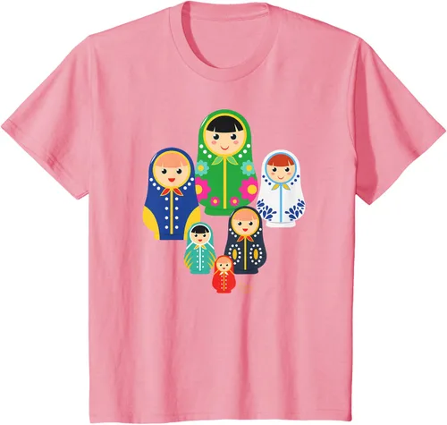 Vista 49 de Matryoshka Russian Nesting Dolls, Rusia - Camiseta de regalo, Azul / Patchwork, S
