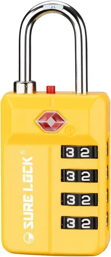 Vista 19 de SURE LOCK Cerradura de combinación reiniciable de 4 dígitos aprobada por la TSA con alerta abierta, diales de fácil lectura, para equipaje 17021ALL