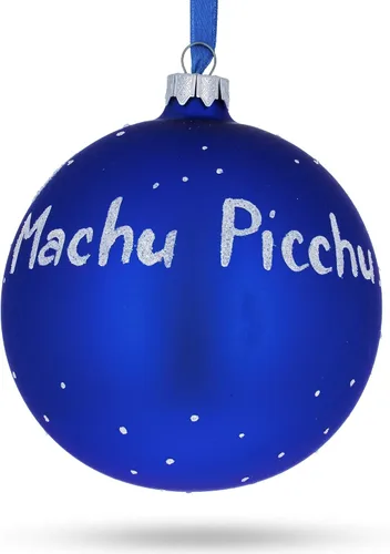 Vista 7 de Machu Picchu, Perú Adorno de bola de Navidad de cristal de 4 pulgadas