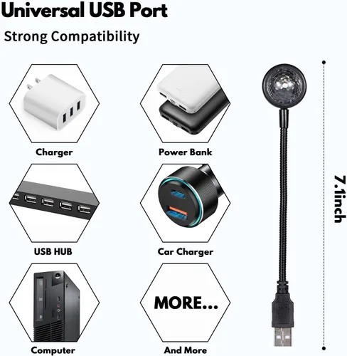 Vista 6 de LuxLumin Luces de techo para automóvil, proyector de estrella USB, luz nocturna, luces interiores ajustables para automóvil, luces LED portátiles