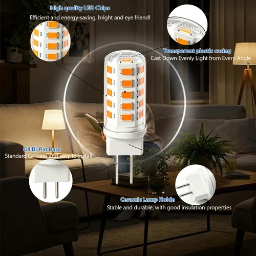 Vista 4 de Bombilla LED G4 de 12 V, equivalente a 30 W, blanco cálido 2700 K, 330