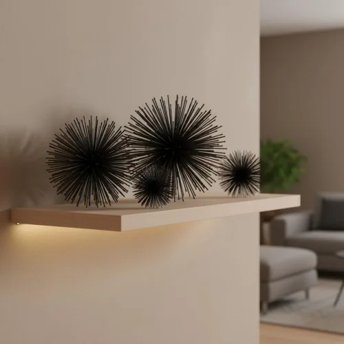 Vista 6 de Modern Day Accents 5387 Erizo Urchin XS Esfera Negra Juego de 2, 4 pulgadas de D Negro