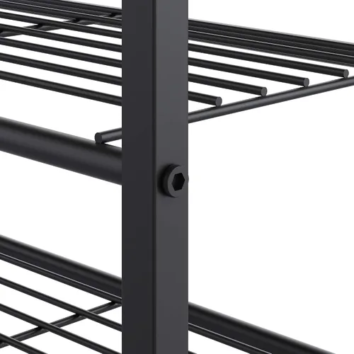 Vista 8 de Yusong Organizador de zapatos, estante industrial de almacenamiento de zapatos de 3 niveles para entrada de armario, estantes estrechos y Marrón