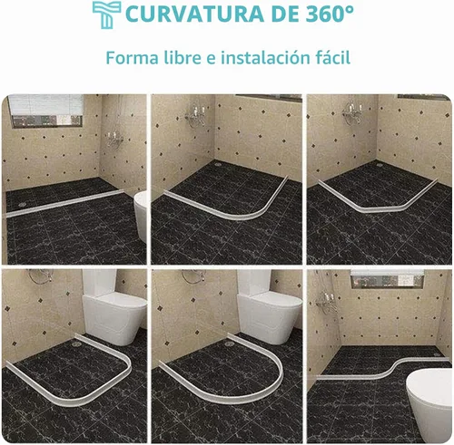 Vista 6 de Presa de Agua de Umbral de Ducha, Protección de Agua para Ducha a Paso, Barrera de Agua de Ducha, Protección contra Salpicaduras de Baño