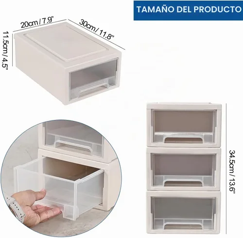Vista 3 de Cajonera apilable de plástico de 6 cuartos de galón, 3 paquetes