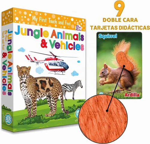 Vista 4 de My Touch and Feel - Tarjetas didácticas de doble cara con imagen bilingüe en inglés y español para bebés, niños pequeños, niños, aprender animales