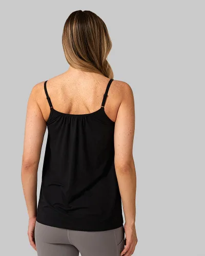 Vista 4 de 32 DEGREES Camiseta de tirantes para mujer, drapeada, con copa integrada